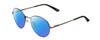 Profile View of Smith Optics Prep Designer Polarized Sunglasses with Custom Cut Blue Mirror Lenses in Matte Gun Metal Silver Unisex Round Full Rim Metal 53 mm