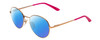 Profile View of Smith Optics Prep Designer Polarized Reading Sunglasses with Custom Cut Powered Blue Mirror Lenses in Rose Gold Unisex Round Full Rim Metal 53 mm