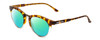 Profile View of Smith Optics Questa Designer Polarized Reading Sunglasses with Custom Cut Powered Green Mirror Lenses in Amber Brown Tortoise Ladies Round Full Rim Acetate 50 mm