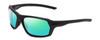 Profile View of Smith Optics Rebound Elite Designer Polarized Reading Sunglasses with Custom Cut Powered Green Mirror Lenses in Matte Deep Ink Navy Blue Cobalt Unisex Rectangle Full Rim Acetate 59 mm