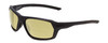Profile View of Smith Optics Rebound Elite Designer Polarized Reading Sunglasses with Custom Cut Powered Sun Flower Yellow Lenses in Matte Deep Ink Navy Blue Cobalt Unisex Rectangle Full Rim Acetate 59 mm
