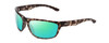 Profile View of Smith Optics Redding Designer Polarized Reading Sunglasses with Custom Cut Powered Green Mirror Lenses in Black Tortoise Unisex Wrap Full Rim Acetate 62 mm