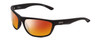 Profile View of Smith Optics Redding Designer Polarized Sunglasses with Custom Cut Red Mirror Lenses in Matte Black Unisex Wrap Full Rim Acetate 62 mm