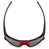 Top view of Coyote Cobra Pit Viper Style Rimless Polarized Sunglasses Matte Black/Red Mirror Shift