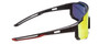 Sideview of Coyote Cobra Pit Viper Style Rimless Polarized Sunglasses Matte Black/Red Mirror Shift