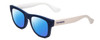 Profile View of Havaianas PARATY/M Designer Polarized Sunglasses with Custom Cut Blue Mirror Lenses in Blue White Unisex Classic Full Rim Acetate 50 mm