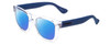 Profile View of Havaianas PARATY/L Designer Polarized Reading Sunglasses with Custom Cut Powered Blue Mirror Lenses in Crystal Clear Blue Unisex Classic Full Rim Acetate 52 mm