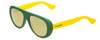 Profile View of Havaianas RIO/M Designer Polarized Reading Sunglasses with Custom Cut Powered Sun Flower Yellow Lenses in Matte Green Yellow Unisex Retro Full Rim Acetate 54 mm