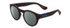 Profile View of Havaianas TRANCOSO/M Designer Polarized Reading Sunglasses with Custom Cut Powered Smoke Grey Lenses in Matte Black Unisex Round Full Rim Acetate 49 mm