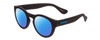 Profile View of Havaianas TRANCOSO/M Designer Polarized Reading Sunglasses with Custom Cut Powered Blue Mirror Lenses in Matte Black Unisex Round Full Rim Acetate 49 mm
