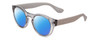 Profile View of Havaianas TRANCOSO/M Designer Polarized Sunglasses with Custom Cut Blue Mirror Lenses in Crystal Silver Grey Unisex Round Full Rim Acetate 49 mm