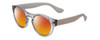 Profile View of Havaianas TRANCOSO/M Designer Polarized Sunglasses with Custom Cut Red Mirror Lenses in Crystal Silver Grey Unisex Round Full Rim Acetate 49 mm