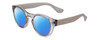 Profile View of Havaianas TRANCOSO/M Designer Polarized Reading Sunglasses with Custom Cut Powered Blue Mirror Lenses in Crystal Silver Grey Unisex Round Full Rim Acetate 49 mm