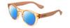 Profile View of Havaianas TRANCOSO/M Designer Polarized Sunglasses with Custom Cut Blue Mirror Lenses in Salmon Crystal Peach Unisex Round Full Rim Acetate 49 mm