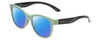 Profile View of Smith Optics Caper Designer Polarized Sunglasses with Custom Cut Blue Mirror Lenses in Saltwater Green Blue Ladies Cateye Full Rim Acetate 53 mm