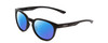 Profile View of Smith Optics Eastbank Designer Polarized Reading Sunglasses with Custom Cut Powered Blue Mirror Lenses in Gloss Black Unisex Round Full Rim Acetate 52 mm