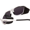 Close Up View of Smith Embark Wrap Sunglasses in White & ChromaPop Polarized Platinum Mirror 58mm