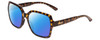 Profile View of Smith Optics Flare Designer Polarized Sunglasses with Custom Cut Blue Mirror Lenses in Vintage Tortoise Havana Gold Ladies Oversized Full Rim Acetate 57 mm