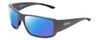 Profile View of Smith Optics Guides Choice Designer Polarized Sunglasses with Custom Cut Blue Mirror Lenses in Matte Cement Grey Unisex Rectangle Full Rim Acetate 62 mm