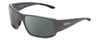 Profile View of Smith Optics Guides Choice Designer Polarized Sunglasses with Custom Cut Smoke Grey Lenses in Matte Cement Grey Unisex Rectangle Full Rim Acetate 62 mm