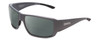 Profile View of Smith Optics Guides Choice Designer Polarized Reading Sunglasses with Custom Cut Powered Smoke Grey Lenses in Matte Cement Grey Unisex Rectangle Full Rim Acetate 62 mm