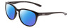 Profile View of Smith Optics Lake Shasta Designer Polarized Sunglasses with Custom Cut Blue Mirror Lenses in Gloss Black Unisex Cateye Full Rim Acetate 56 mm