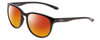 Profile View of Smith Optics Lake Shasta Designer Polarized Sunglasses with Custom Cut Red Mirror Lenses in Gloss Black Unisex Cateye Full Rim Acetate 56 mm
