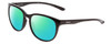 Profile View of Smith Optics Lake Shasta Designer Polarized Reading Sunglasses with Custom Cut Powered Green Mirror Lenses in Gloss Black Unisex Cateye Full Rim Acetate 56 mm