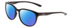 Profile View of Smith Optics Lake Shasta Designer Polarized Reading Sunglasses with Custom Cut Powered Blue Mirror Lenses in Gloss Black Unisex Cateye Full Rim Acetate 56 mm