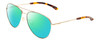 Profile View of Smith Optics Layback Designer Polarized Reading Sunglasses with Custom Cut Powered Green Mirror Lenses in Gold Unisex Pilot Full Rim Metal 60 mm