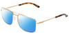 Profile View of Smith Optics Outcome Designer Polarized Sunglasses with Custom Cut Blue Mirror Lenses in Gold Tortoise Unisex Pilot Full Rim Metal 59 mm