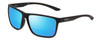 Profile View of Smith Optics Riptide Designer Polarized Reading Sunglasses with Custom Cut Powered Blue Mirror Lenses in Matte Black Unisex Rectangle Full Rim Acetate 57 mm