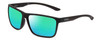 Profile View of Smith Optics Riptide Designer Polarized Reading Sunglasses with Custom Cut Powered Green Mirror Lenses in Matte Black Unisex Rectangle Full Rim Acetate 57 mm