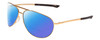 Profile View of Smith Optics Serpico 2 Designer Polarized Reading Sunglasses with Custom Cut Powered Blue Mirror Lenses in Matte Gold Unisex Aviator Full Rim Metal 65 mm