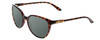 Profile View of Smith Optics Cheetah Designer Polarized Sunglasses with Custom Cut Smoke Grey Lenses in Tortoise Havana Gold Ladies Cateye Full Rim Acetate 54 mm