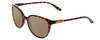 Profile View of Smith Optics Cheetah Designer Polarized Reading Sunglasses with Custom Cut Powered Amber Brown Lenses in Tortoise Havana Gold Ladies Cateye Full Rim Acetate 54 mm