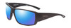 Profile View of Smith Optics Guides Choice Designer Polarized Reading Sunglasses with Custom Cut Powered Blue Mirror Lenses in Matte Black Unisex Rectangle Full Rim Acetate 62 mm
