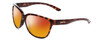 Profile View of Smith Optics Monterey Designer Polarized Sunglasses with Custom Cut Red Mirror Lenses in Tortoise Havana Brown Gold Ladies Cateye Full Rim Acetate 58 mm