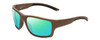 Close Up View of Smith Optics Outback Elite Designer Polarized Reading Sunglasses with Custom Cut Powered Blue Mirror Lenses in Tan 499 Brown Unisex Square Full Rim Acetate 59 mm