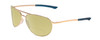 Profile View of Smith Optics Serpico Slim 2 Designer Polarized Reading Sunglasses with Custom Cut Powered Sun Flower Yellow Lenses in Gold Unisex Aviator Full Rim Metal 60 mm