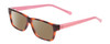 Profile View of SOHO 1017 Designer Polarized Sunglasses with Custom Cut Amber Brown Lenses in Amber Brown Tortoise/Crystal Pink Ladies Rectangle Full Rim Acetate 52 mm