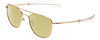 Profile View of Ernest Hemingway H202 Designer Polarized Reading Sunglasses with Custom Cut Powered Sun Flower Yellow Lenses in Gold Unisex Pilot Full Rim Metal 55 mm