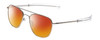 Profile View of Ernest Hemingway H202 Designer Polarized Sunglasses with Custom Cut Red Mirror Lenses in Silver Unisex Pilot Full Rim Metal 55 mm