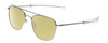 Profile View of Ernest Hemingway H202 Designer Polarized Reading Sunglasses with Custom Cut Powered Sun Flower Yellow Lenses in Silver Unisex Pilot Full Rim Metal 55 mm