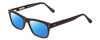 Profile View of Ernest Hemingway H4665 Designer Polarized Sunglasses with Custom Cut Blue Mirror Lenses in Matte Black Unisex Cateye Full Rim Acetate 53 mm