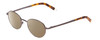 Profile View of Ernest Hemingway H4695 Designer Polarized Sunglasses with Custom Cut Amber Brown Lenses in Pewter Silver/Tortoise Havana Clear Tips Unisex Round Full Rim Stainless Steel 48 mm