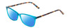 Profile View of Ernest Hemingway H4696 Designer Polarized Sunglasses with Custom Cut Blue Mirror Lenses in Teal Blue Green Crystal/Brown Yellow Navy Gold Striped Ladies Cateye Full Rim Acetate 54 mm