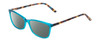 Profile View of Ernest Hemingway H4696 Designer Polarized Sunglasses with Custom Cut Smoke Grey Lenses in Teal Blue Green Crystal/Brown Yellow Navy Gold Striped Ladies Cateye Full Rim Acetate 54 mm