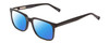 Profile View of Ernest Hemingway H4697 Designer Polarized Sunglasses with Custom Cut Blue Mirror Lenses in Gloss Black Unisex Square Full Rim Acetate 53 mm