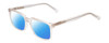 Profile View of Ernest Hemingway H4697 Designer Polarized Sunglasses with Custom Cut Blue Mirror Lenses in Gloss Crystal Clear Unisex Square Full Rim Acetate 53 mm